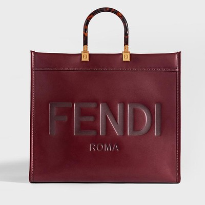 Sunshine Logo-Debossed Leather Tote Bag from Fendi