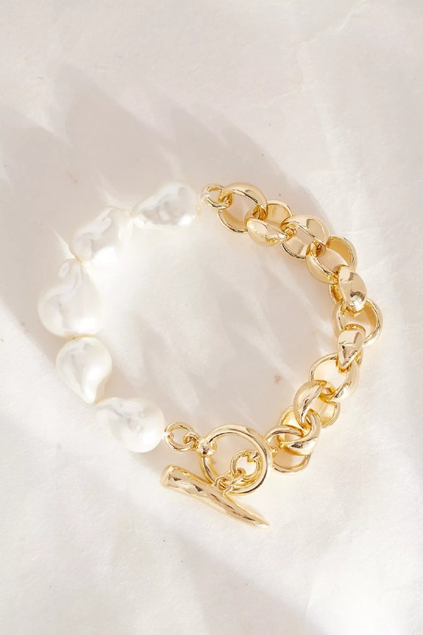 T-Bar Pearl & Chain Bracelet from Anthropologie