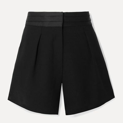 Satin-Trimmed Pleated Crepe Shorts from Frame
