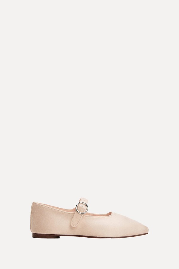 Satin Ballerinas With Buckle