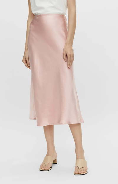 Satin Midi A-Line Skirt