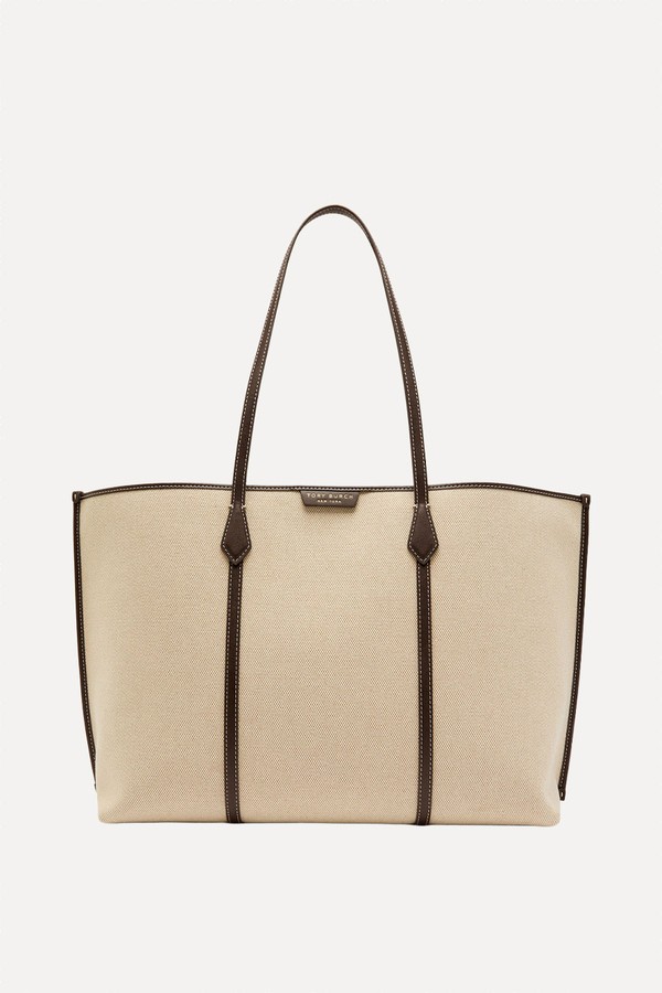 Perry Leather-Trim Canvas Tote from Tory Burch