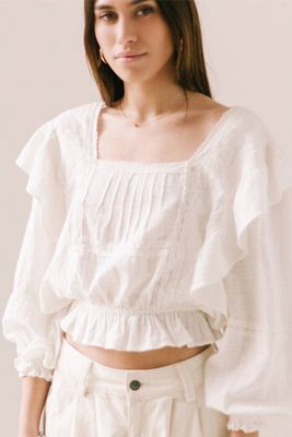 Embroidered Blouse With Ruffles from Bershka