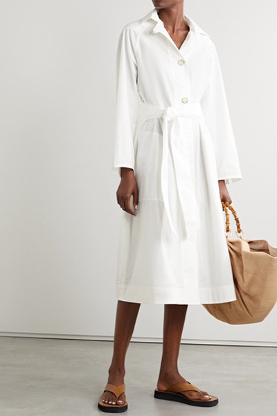 + NET SUSTAIN Belted Cotton-Poplin Midi Dress from Lee Mathews