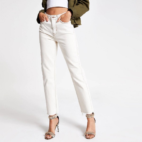 Cream Straight Leg Jeans