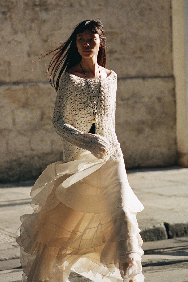Long Ruffled Skirt With Sash from Manssimo Dutti