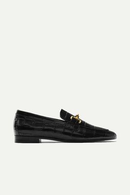 Leather Loafers With Metal Buckle from Massimo Dutti