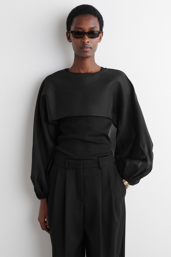 Balloon-Sleeve Sheer Silk Hybrid Shirt from COS