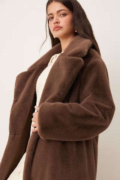 Longline Chuck On Faux Fur Coat from ASOS DESIGN