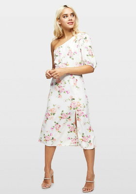 Petite White One Shoulder Floral Print Dress from Miss Selfridge