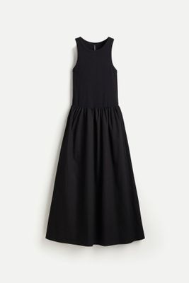 Poplin-Skirt Ribbed Jersey Dress from H&M