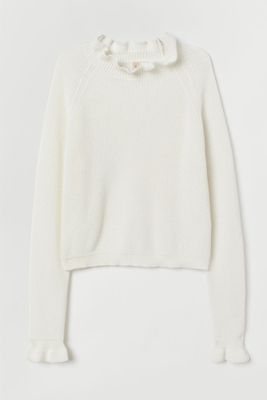 Frill-Trimmed Knitted Jumper