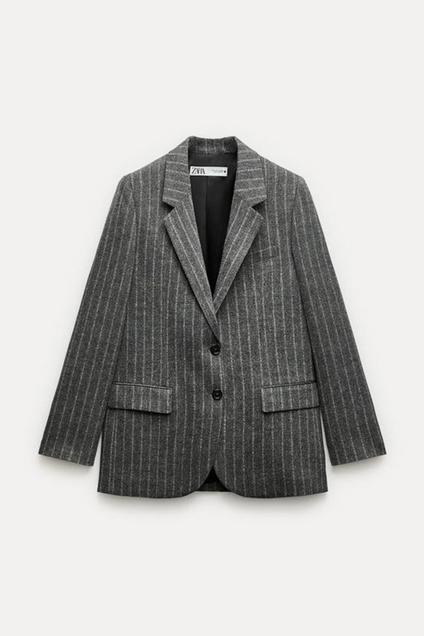 ZW Collection Pinstripe Wool Blend Blazer from Zara