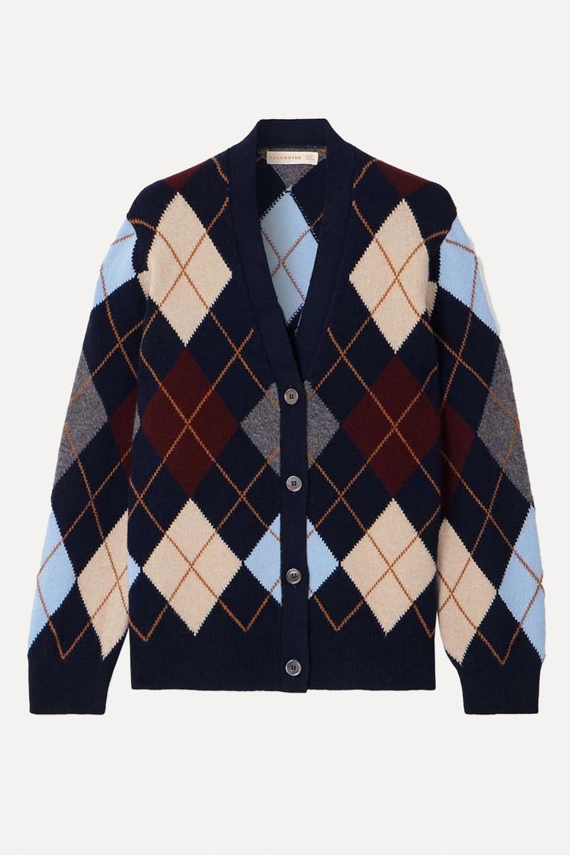 Ava Argyle Wool Cardigan from &Daughter