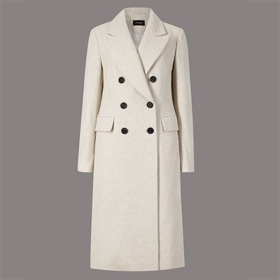 Wool Blend Double Breasted Coat