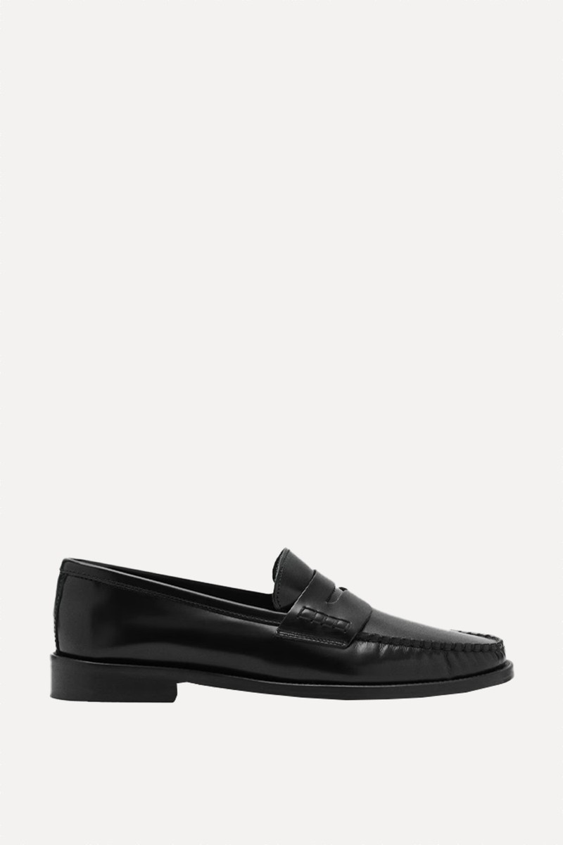 Gathered Leather Moccasin Loafers from Mango