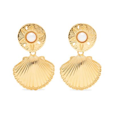 Gold-Tone Faux Pearl Clip Earrings from Kenneth Jay Lane