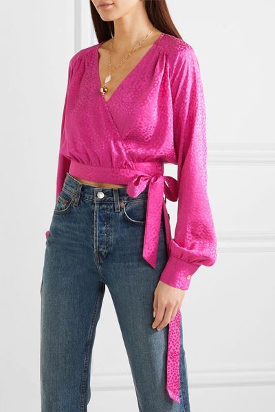 Chloe Silk-Jacquard Wrap Top from Art Dealer