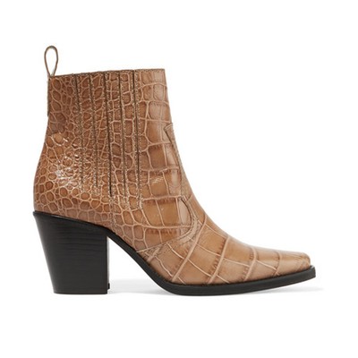 Callie Croc-Effect Leather Ankle Boots from Ganni