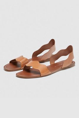 Leather Slides With Wavy Straps from Zara