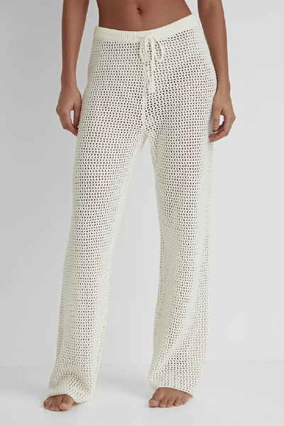 Cream Crochet Trousers from 4th & Reckless