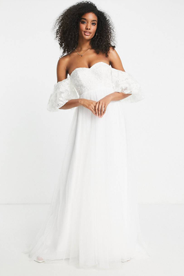Tabitha Embroidered Off Shoulder Wedding Dress  from ASOS Edition
