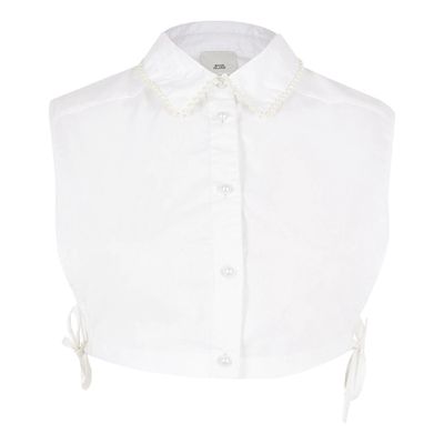 White Pearl Trim Bib from River Island