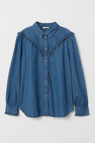 Denim Shirt with Frills from H&M