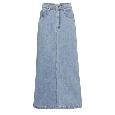 Claudia High-Rise Denim Midi Skirt from Nanushka