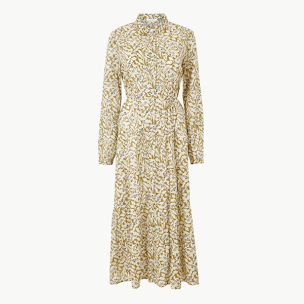 Pure Cotton Tiered Maxi Shirt Dress