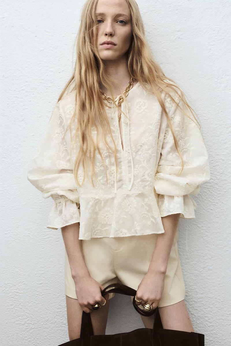 Embroidered Lyocell Blouse