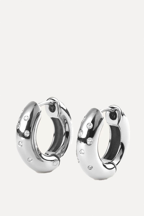 Bold White Gold Diamond Hoops