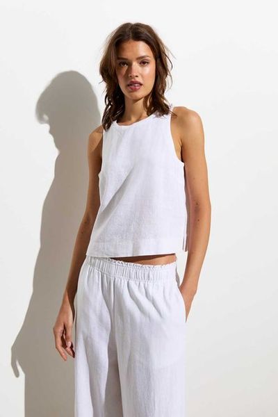 Linen-Blend Vest Top