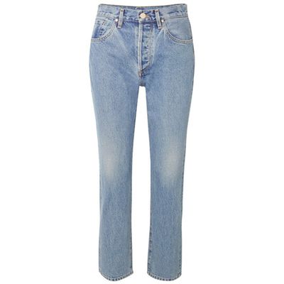 The Benefit High-Rise Straight-Leg Jeans from Goldsign