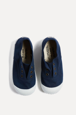 Faux Lace Hole Canvas Plimsolls  from Pepa London 