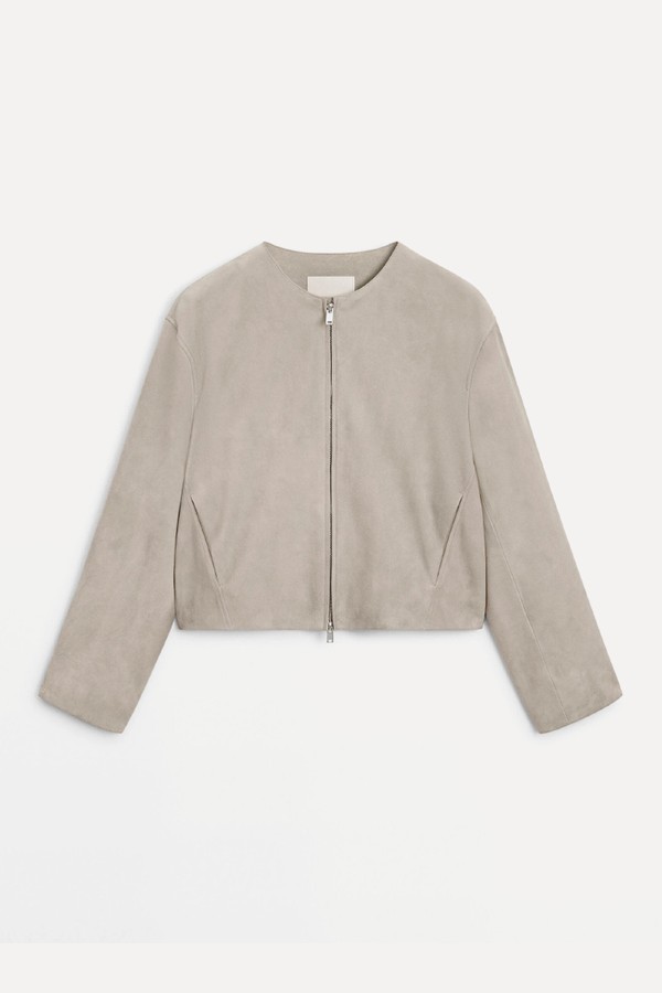 Cropped Suede Leather Jacket