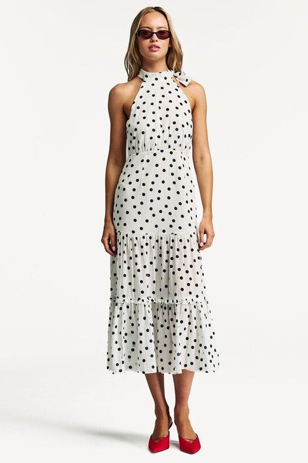 Eleanor Polka Dot Tiered Midi Dress from Rixo