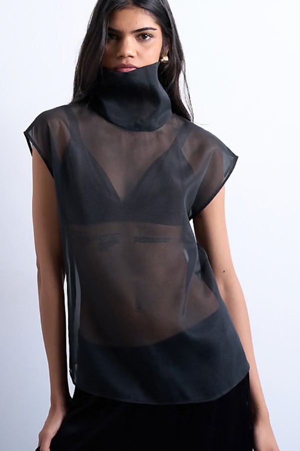 x from Co-Ord High Neck Grown On Shoulder Sheer Organza Top, £32 | Topshop