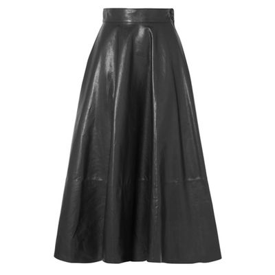 Pleated Leather Midi Skirt from Loewe