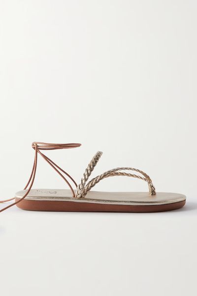 Plage Braided Metallic Leather Sandals from Ancient Greek Sandals