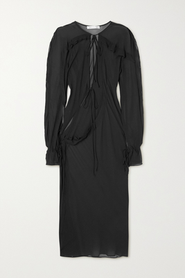 Cut-out Ruffled Silk-Chiffon Midi Dress from Christopher Esber