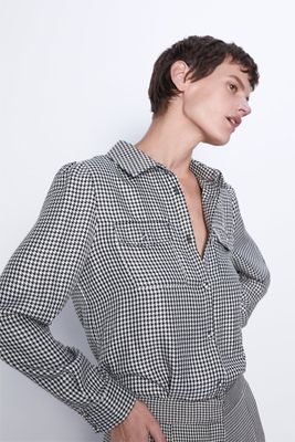 Houndstooth Shirt With Pockets from Zara