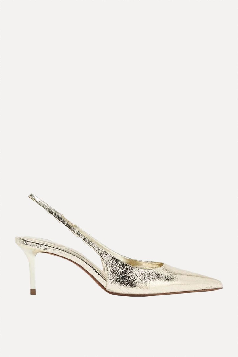 Metallic-Effect Slingback Heels