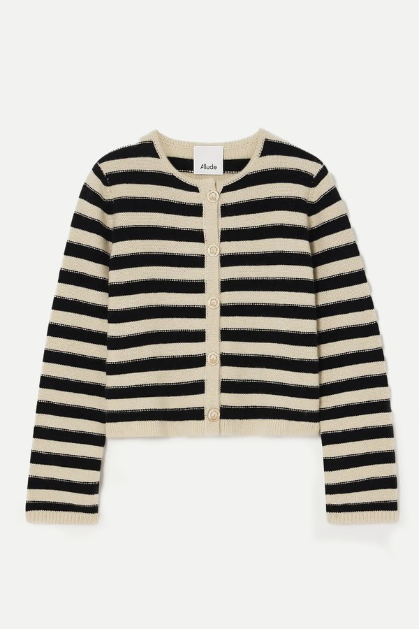 Striped Wool And Cashmere-Blend Cardigan from Allude