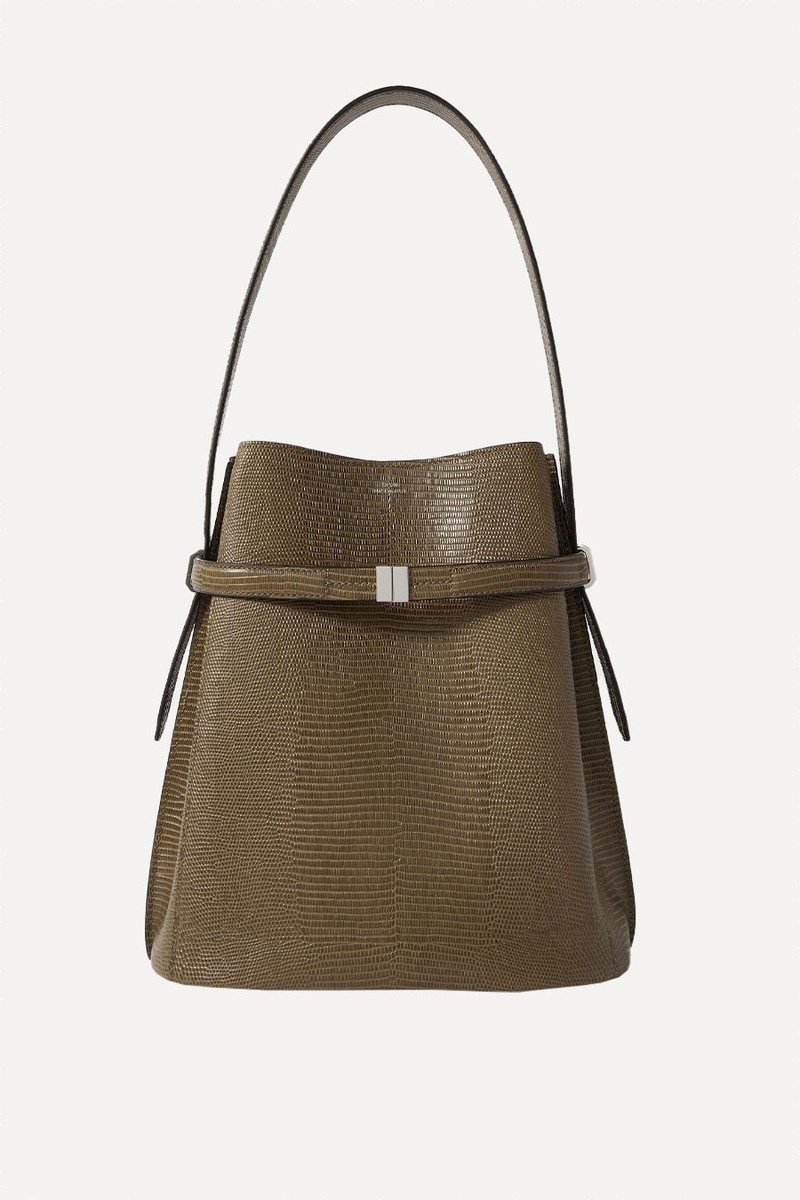 Belted Lizard-Effect Leather Tote from TOTEME 