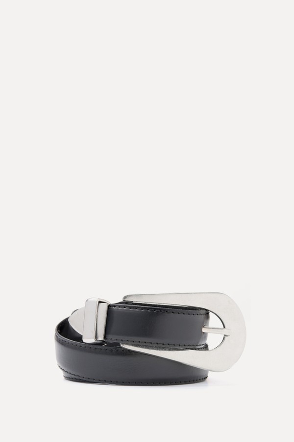 Leather Belt With Oval Buckle