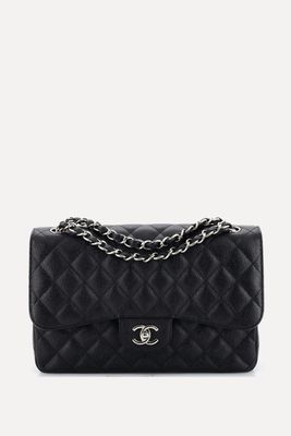 Classic Double Flap Bag Quilted Caviar Jumbo from Chanel