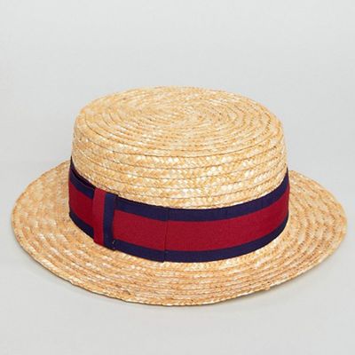 Straw Boater In Natural With Band Detail from Asos