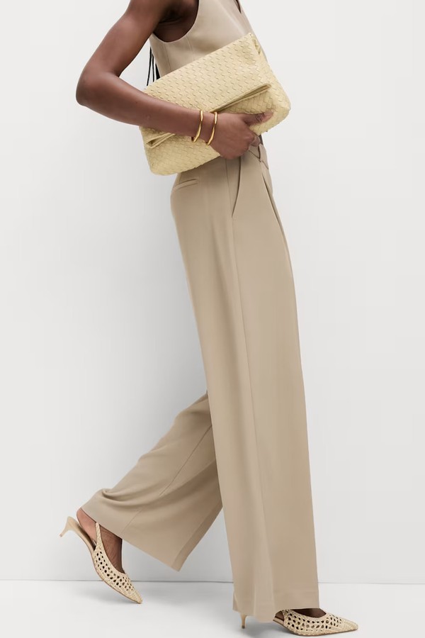 Single Pleat Wide Leg Trousers
