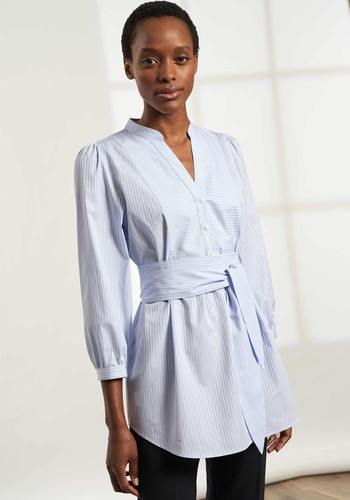 Stevie Long Line Tunic Shirt with Sash Belt